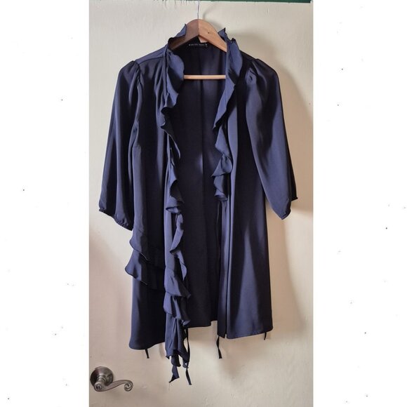 MOHITO - Ruffle Tie Waist Mini Dress Steel Blue - Picture 2 of 7